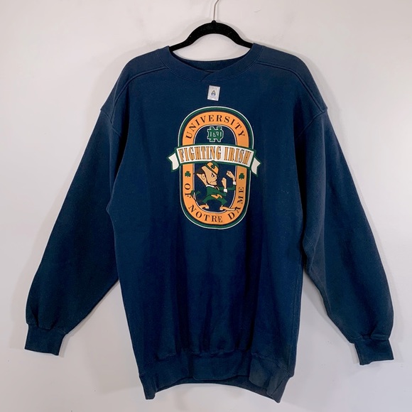 Galt Crew Vintage NWT NCAA University of Notre Dame Mens Size L Blue Sweatshirt - Picture 1 of 13
